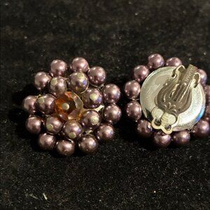 Purple and Orange Clip-On Earrings